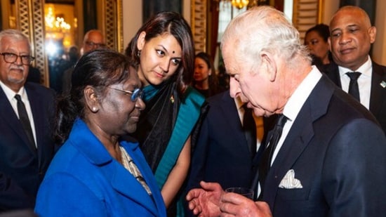 President Droupadi Murmu meets Britain's King Charles III at Westminster Hall